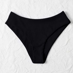 Ribbed black bikini bottom